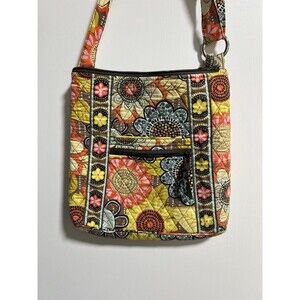 Retired Vera Bradley Brown Yellow Orange Floral Hipster Purse Crossbody Bag